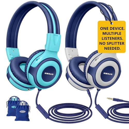 SIMOLIO Manyshare Series-2 Pack Kids Headphones for School...
