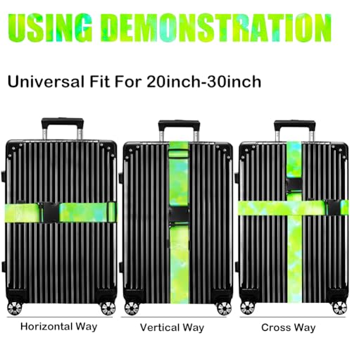 Image of Luggage Straps for Suitcases TSA Approved-2 Pack Bright Personalized Luggage Belt Strap for Suitcase /Carry On Bag Luggage Accessories for Travel (Watercolor-Green)