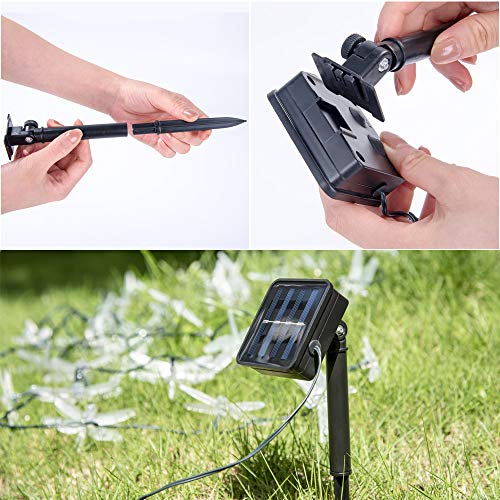 Asfsky Solar Dragonfly Lights Outdoor 50 Led Dragonfly Lights Waterproof Decorative Lights String Dragonfly Yard Lights Solar Decorative Garden Multicolor #TOP3