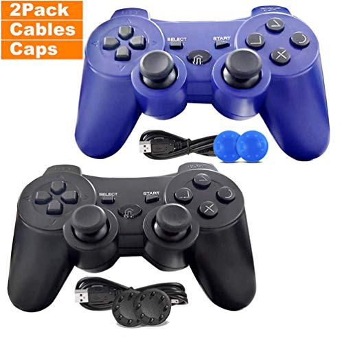 PS3 Controller, 2 Pack Wireless PS3 Controller Dual Vibration Compatible for Playstation 3