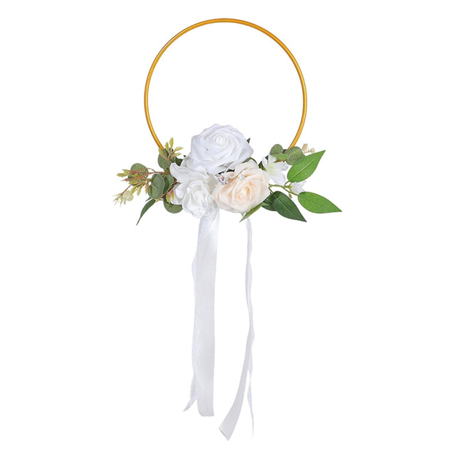 Realistic Artificial Rose Wreath with Iron Frame Floral Garland for Home Wedding Decor Rose Iron Wreath