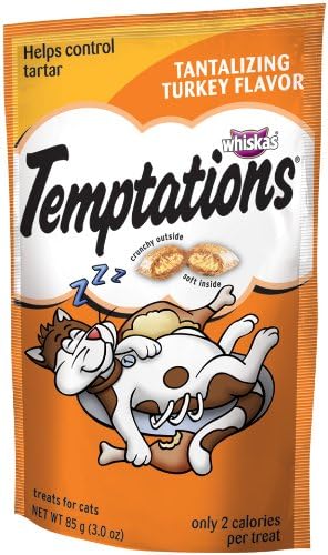 Whiskas Temptations Tantalizing Turkey Flavour Treats For Cats, 3.0 -Ounce Pouches (Pack Of 12)