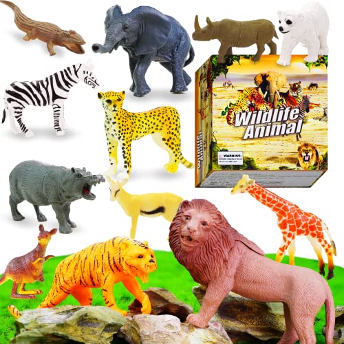 12 Stück Tiere Figuren, Tiere Spielfiguren , Tierfiguren Kinder, Geschenke für 3 4 5 6 7 jährige Geschenke für Kinder zu Weihnachten und Silvester für die Erziehung von Kindern über Wilde Tiere Cover