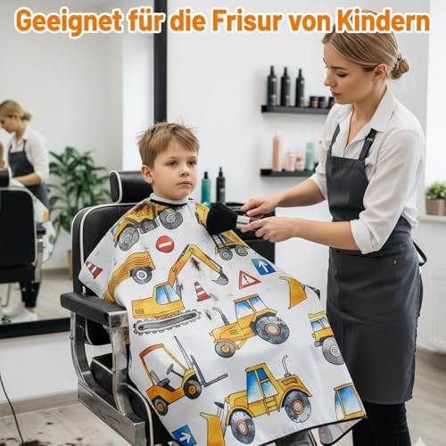 PjuQow Friseurumhang Kinder, 2-teiliges Friseur Set Mit Reinigungsbürste, 120 x 80 cm Wasserdicht Und Hautfreundlich, Bequemes DIY Friseurerlebnis Für Haareschneiden Zu Hause Oder Im Salon