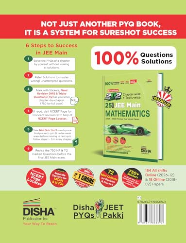 Image of Disha Errorless 202 Mathematics Chapter-wise & Topic-wise 25 Year JEE Main Previous Year Solved Papers (2026 - 2002) 10th Edn|100% New Syllabus JEE MAINS PYQ Book with Detailed Solutions |For JEE 2027