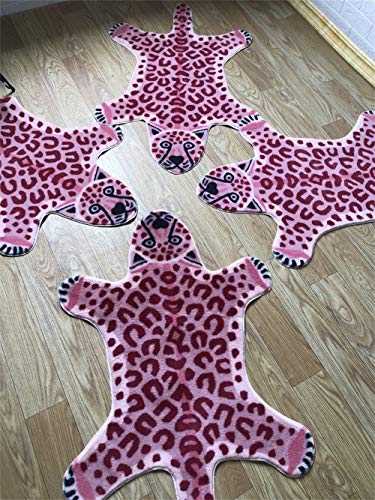 Leopard Print Rug Faux Animal Printed Cowhide Skin Rug Cheetah Area Rugs Carpet Cute Leopard Rugs For Playroom Livingroom, 43.2In L X 28.8In W / 2.4 X3.6 Feet (Pink) #TOP6