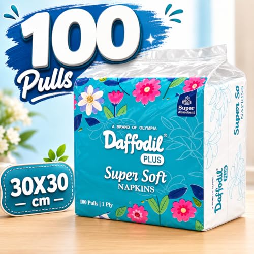 Image of DAFFODIL 1 Ply Tissue Paper Napkins - 100 Pulls | Soft Disposable Paper Napkins for Dining Table, Parties, Restaurants, Cafes, Office Pantry & Everyday Use | Hygienic Table Tissue Paper (1)