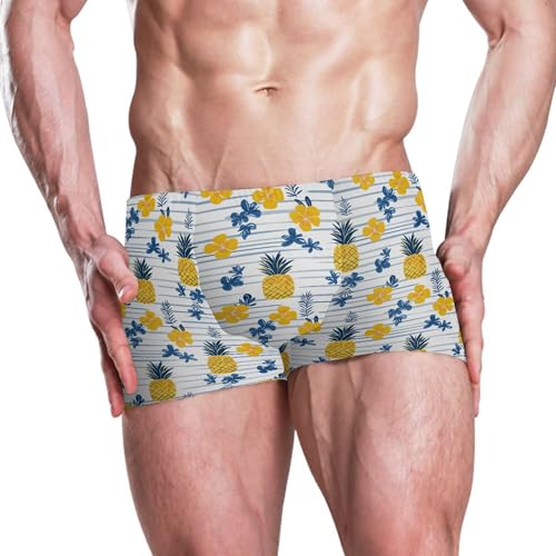 Pineapple Flowers Fruit Mens Swim Trunk Swimwear Bathing Suit Swim Brief Square Leg Board Short S B04036532