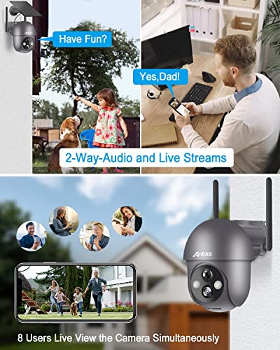 ANRAN 2K Security Camera Outdoor Wireless with 360° View, Solar Security Camera Outdoor with Smart Siren, Spotlights, Human Detection, 2-Way Audio, Color Night Vision, Work with Alexa, Q01 Grey - Image 2