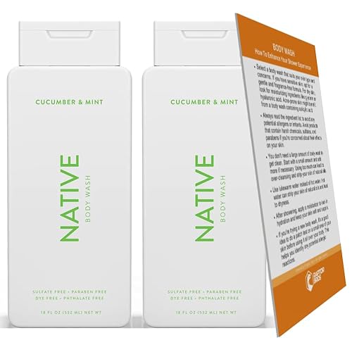 Bundle Gel de baño Native para mujeres y hombres, totalmente natural, sin parabenos ni sulfatos, perfecto para pieles sensibles, incluye consejos