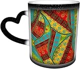 KEROTA Kaffeebecher, Ethno-Muster, hitzeempfindlich, Farbwechsel-Tasse im Himmel, Keramiktasse, personalisiertes Geschenk für Familie, Liebhaber, Freunde