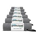 Greens Towel (6 Pack, Sterling Silver, Microfiber, 16" X 16" with Carabiner Clip. The Convenient Golf Towel