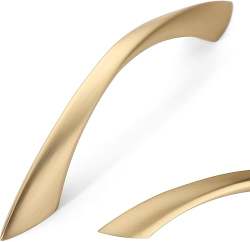 Amerdeco ZH0048 - Paquete de 10 tiradores trenzados de oro cepillado de 3.75 pulgadas (3.780 in) con agujero central, arco de cocina, herrajes para disponible en Yaxa Guatemala