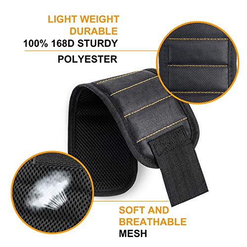 image for GOOACC Magnetic Wristband with 15 Strong Magnets for Holding Screws Na