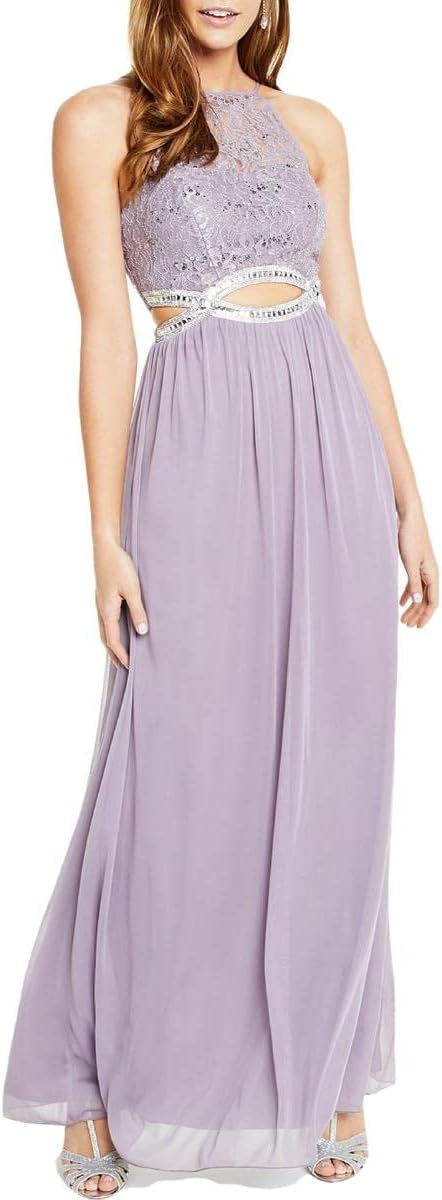 Speechless Womens Juniors Lace Long Evening Dress Purple 5