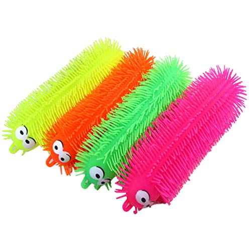 NUOBESTY Jouet à chenille lumineux en caoutchouc - Jouet gonflable pour animaux - Couleur aléatoire - 33 × 8 cm
