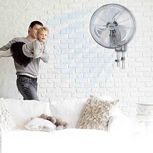 Miniatura 2 de Sogo Ventilador Industrial Potente De Pared Ø45cm 18 Con Función De Oscilación, Motor Potente E Inclinación Ajustable, Aspas De Metal Aluminio, Control Con Cuerda No Mando , 150w