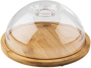 APS 822 Plateau avec capot - Plateau rond en bois en bambou avec couvercle (diamètre 20,5 cm, hauteur 10 cm) - Cloche à fromage, planche à fromage