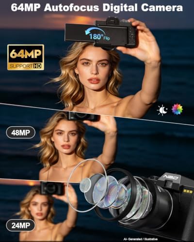 True 8K 64MP Digital Camera for Photography with Microphone(Black) - 1