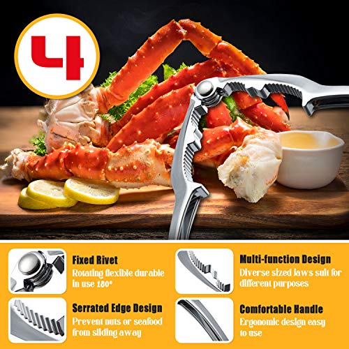Crab Crackers and Tool, Nut Crackers for King Crab Legs, 12Pcs Stainless Steel Seafood Tools Set Cracker Lobster Crackers Crab Crackers Sets Nut Crackers Tools - Thumbnail 3