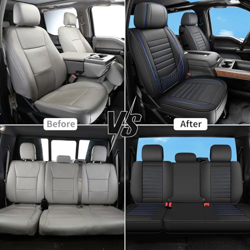 Seat Covers for GMC Sierra Chevy Chevrolet Silverado 1500 2500HD 3500HD 2007-2026, Custom Fit Crew Double Extended Regular Cab, LT LZT RST Trail Boss Waterproof Leather Truck Seat Covers Full Set by DOMAL - Used condition - Image 5