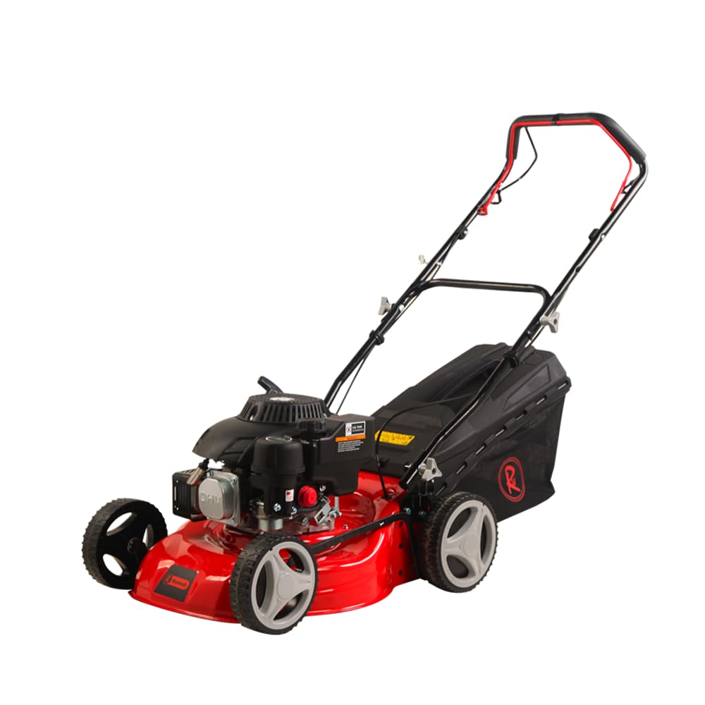 RocwooD Petrol Lawn Mower Self Propelled 41cm 410mm 17" Cutting Width 132cc OHV Engine Foldable Handles & 45 Litre Grass Collector Garden Tool