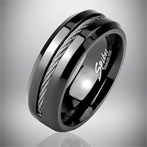 Bague Homme Noire en Acier Inoxydable - Anneau pour Garçon Ado avec un Bague Homme Noire en Acier Inoxydable - Anneau pour Garçon Ado avec un