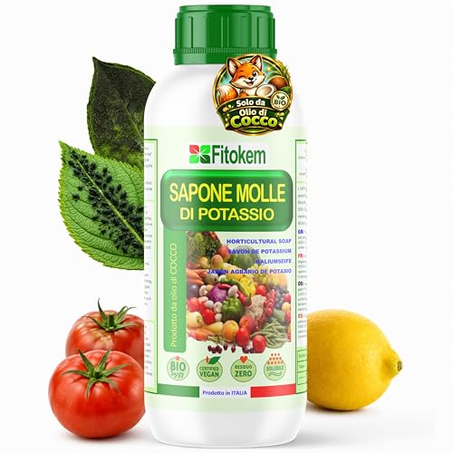 FITOKEM - Sapone Molle Potassico per Piante (1 Litro) Sapone Molle di Potassio per Piante, Insetticida ad Azione Abbattente contro Afidi, Cocciniglia, Effetto Corroborante Naturale e Lava Melata