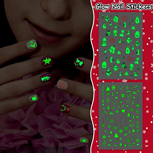 Partywind Glow Christmas Nail Stickers, 550 Styles Luminous Christmas Snowflake Stickers For Nail Decorations, Diy Xmas Holiday Nail Decals Wraps Art Stickers For Kids Adults (8 Sheets) #TOP4