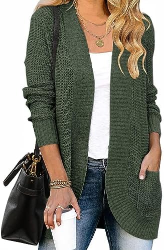 ZESICA Dames Herfst Winter 2025 Lange Mouw Open Voorkant Casual L...