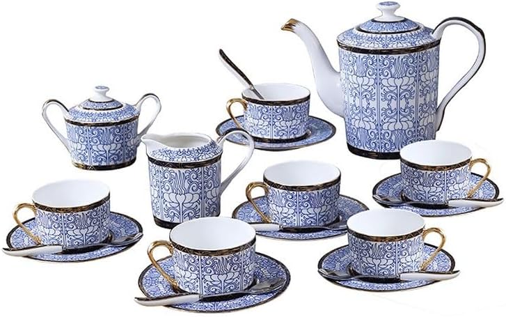 Ceramic Tea Sets with Vine Patterns Afternoon Coffee Set Flower Gold Rimmed