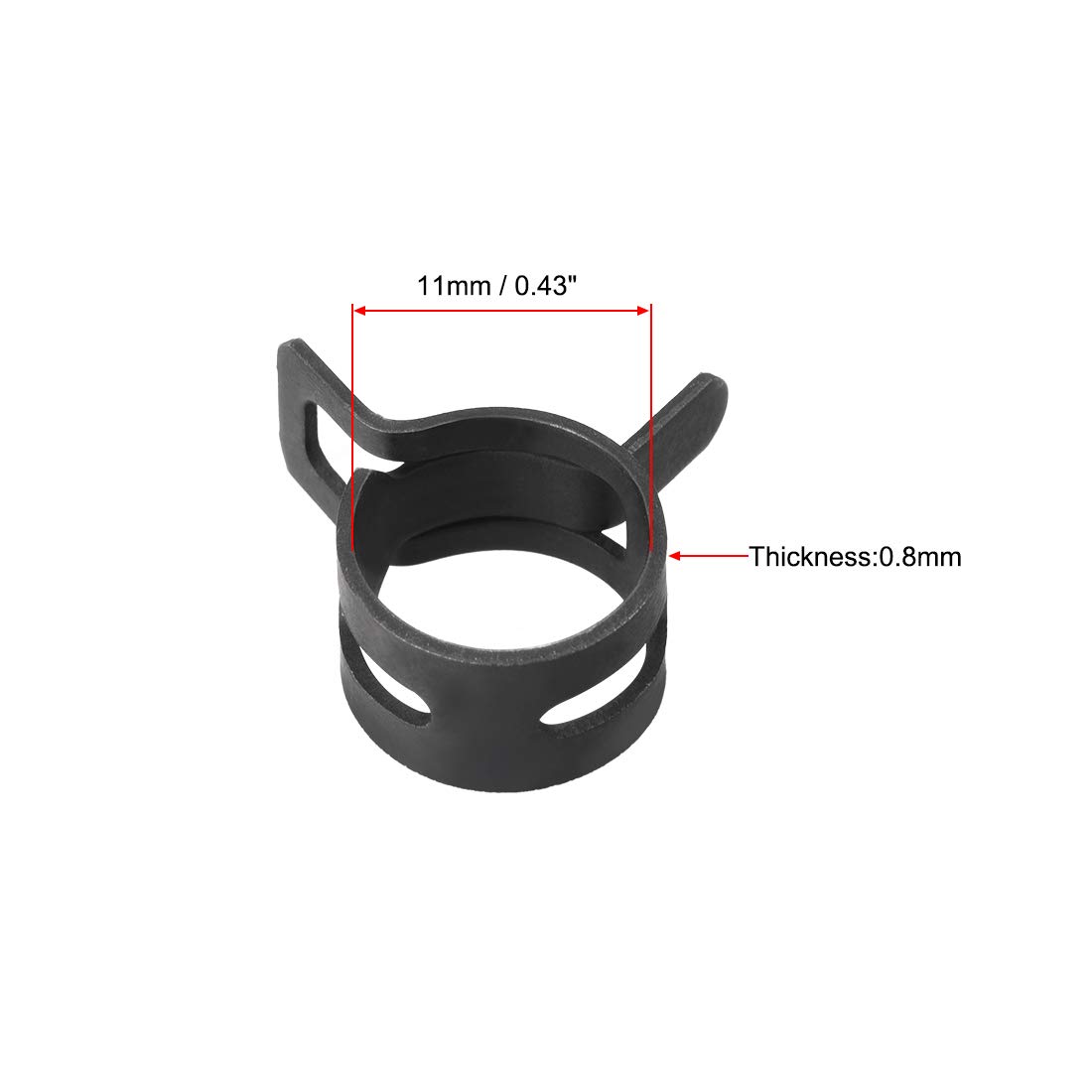 uxcell Spring Band Type Clamp 11mm Inner Dia Fit 11.5-12.2mm OD Hose Fuel Line Silicone Tube Clips Clamp Black Manganese Steel 30Pcs - Image 3