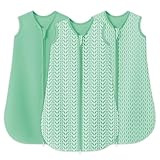 SWEET DOLPHIN Baby Sleep Sack 0-6 Months - 100% Cotton 2-Way Zipper TOG 0.5 Infant Wearable Blanket, Newborn Essentials Toddler 3 Pack Sleeping Sacks - Green