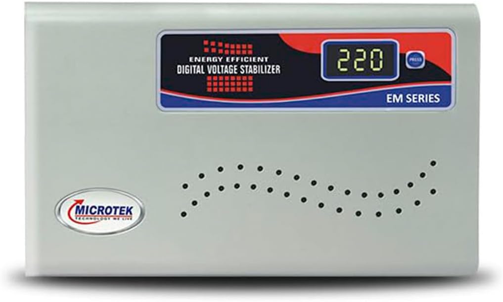Microtek EM5170+ Automatic Voltage Stabilizer for AC Air Conditioner Upto 2 Ton (170V - 270±5V), White – LED Display, Wall Mounted