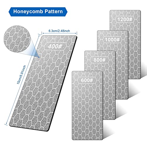 Image of Diamond Brows, 5 Pcs Diamond Sharpening Stone, Sharpening Stone for Knives, with Extra Fine /Coarse Plate and Non-slip Base, 400 /600 /800 /1000 /1200 Grit