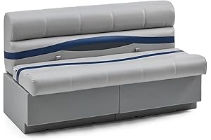 DeckMate 55" Premium Pontoon Boat Seat Bench - Gray, Blue and Charcoal