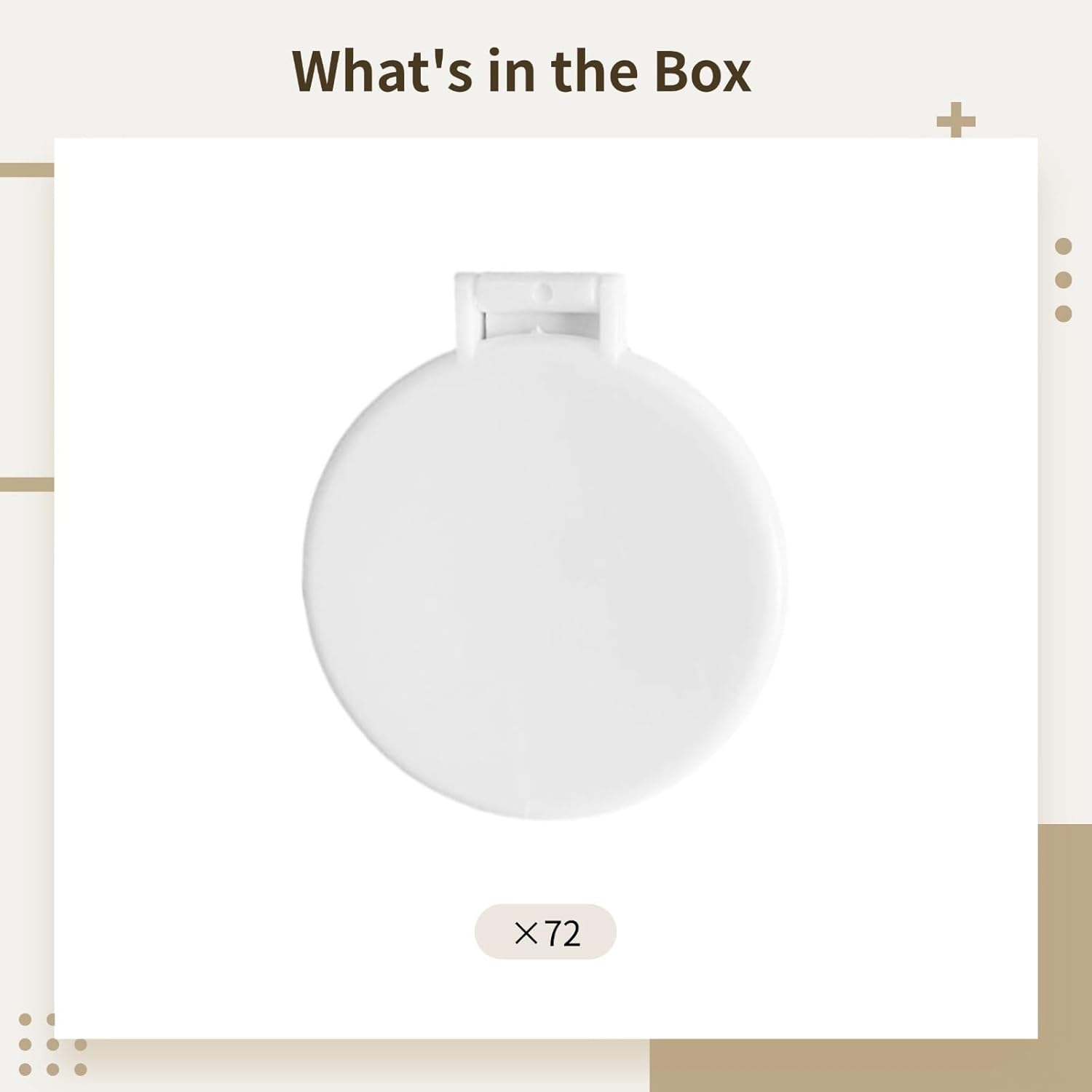 Mirrors Bulk, 72 Pcs Portable Round Makeup Mirror for Travel, White, Compact Plastic Case, Daily Use