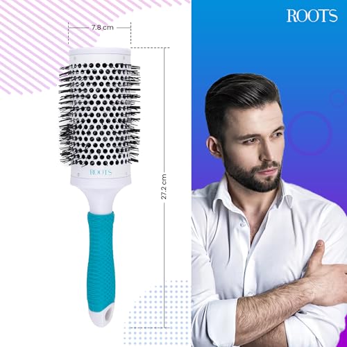 Image of ROOTS Professional Barrel Hair Brush | For Blow Drying & Volumizing | With Ceramic Barrel, Nylon Bristle & RubberGrip Handle | For Women's Wavy & Curly Hair | Length - 10.7 Inch, Model No - PEC58