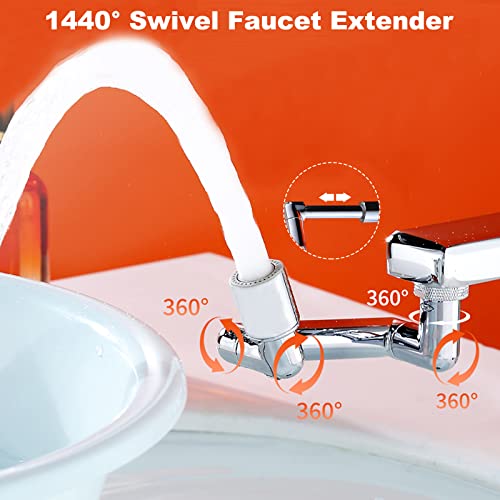 Maosgo Faucet Extender, 1440 Swivel Faucet Attachment 1080+360 Rotating Sprayer Faucet Extension Universal 2 Mode Splash Filter Water Faucet Aerator For Bathroom & Kitchen Sink #TOP2