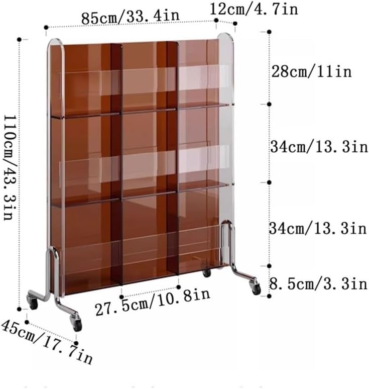 CD Storage Rack, Multi-functional Movable with Caster Wheel Vinyl Record Storage Rack Newspaper Books Display Shelf
