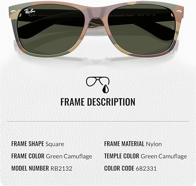 Ray-Ban RB2132 NEW WAYFARER CLASSIC Square Shaped Sunglasses for Men & Women with Official RAYBAN Eyewear Kit - Image 3