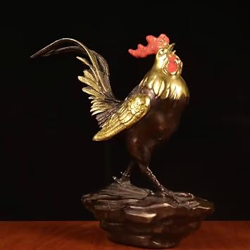 Rooster Statue, Pure Copper Lucky Rooster Gift, Good Luck, Wealth, feng Shui Decoration for Home and Office