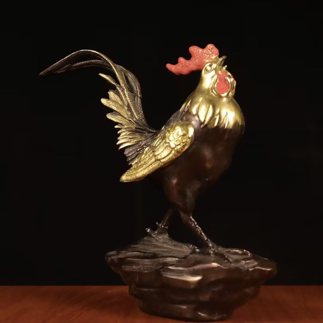 Dytartzx Rooster Statue, Copper Lucky Rooster Gift, Good Luck, Wealth, feng Shui Decoration for Home and Office