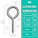 2.55 Inches Eye Screws 304 Stainless Steel Eye Hooks, 6 PCS M6 Heavy Duty Screw Eye Bolts Load Bearing 200LBS for for Wood Securing Cables Wire Indoor & Outdoor Uses (6, M6)