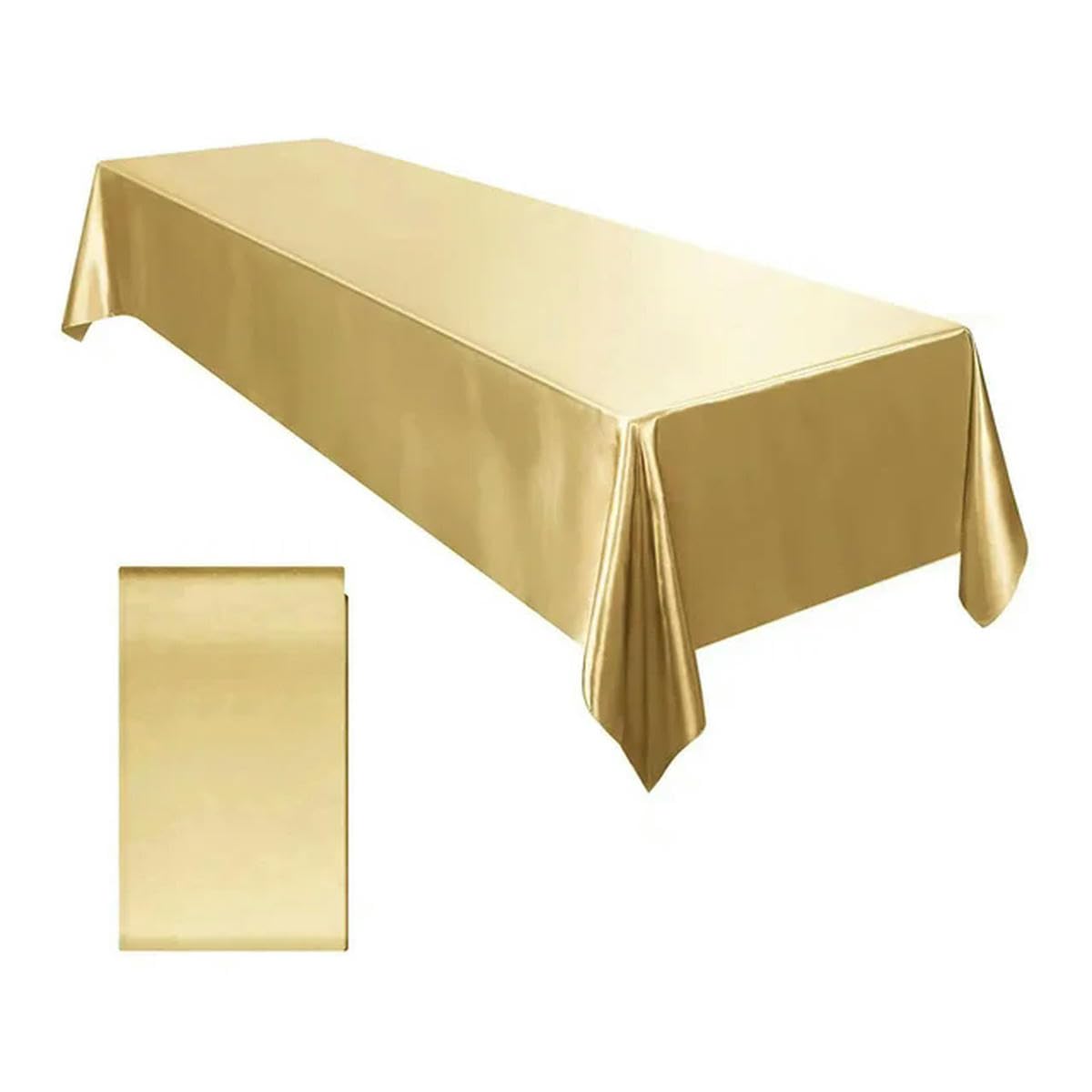 Mantel de satén Verde, Cubierta de Mesa para Fiesta de Boda, Banquete de Boda, Restaurante, Festival, Fiesta, Comedor, decoración-dorado-145x260cm