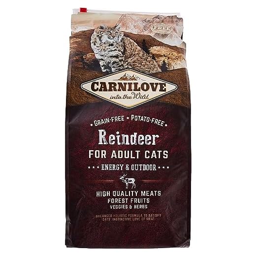 Carnilove Carnilove Reindeer Energy & Outdoor Comida Deshidratada Para Gato 6 Kg - Paquete de 18 x 333.33 gr - Total: 6000 gr