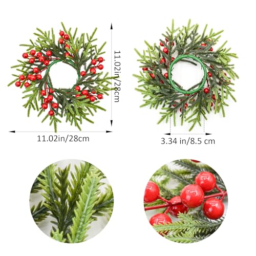 Weihnachtskerzenringe, Kranz, 4 Stück, Weihnachtsdekorationen mit roten Beeren, Tannenzapfen, Tannenzapfen, Kerzenhalter für Weihnachten, Hochzeit, Schrank, Kamin, Tisch, Heimdekoration – Bild 2
