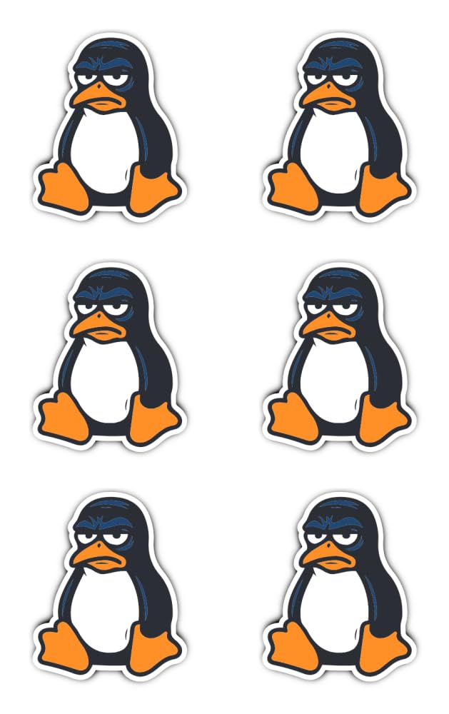 Havati Vibe Laminated Sticker S: 50 Mm, Pack Of 6 - Annoyed Penguin Linux Nerd Programmer Stickers