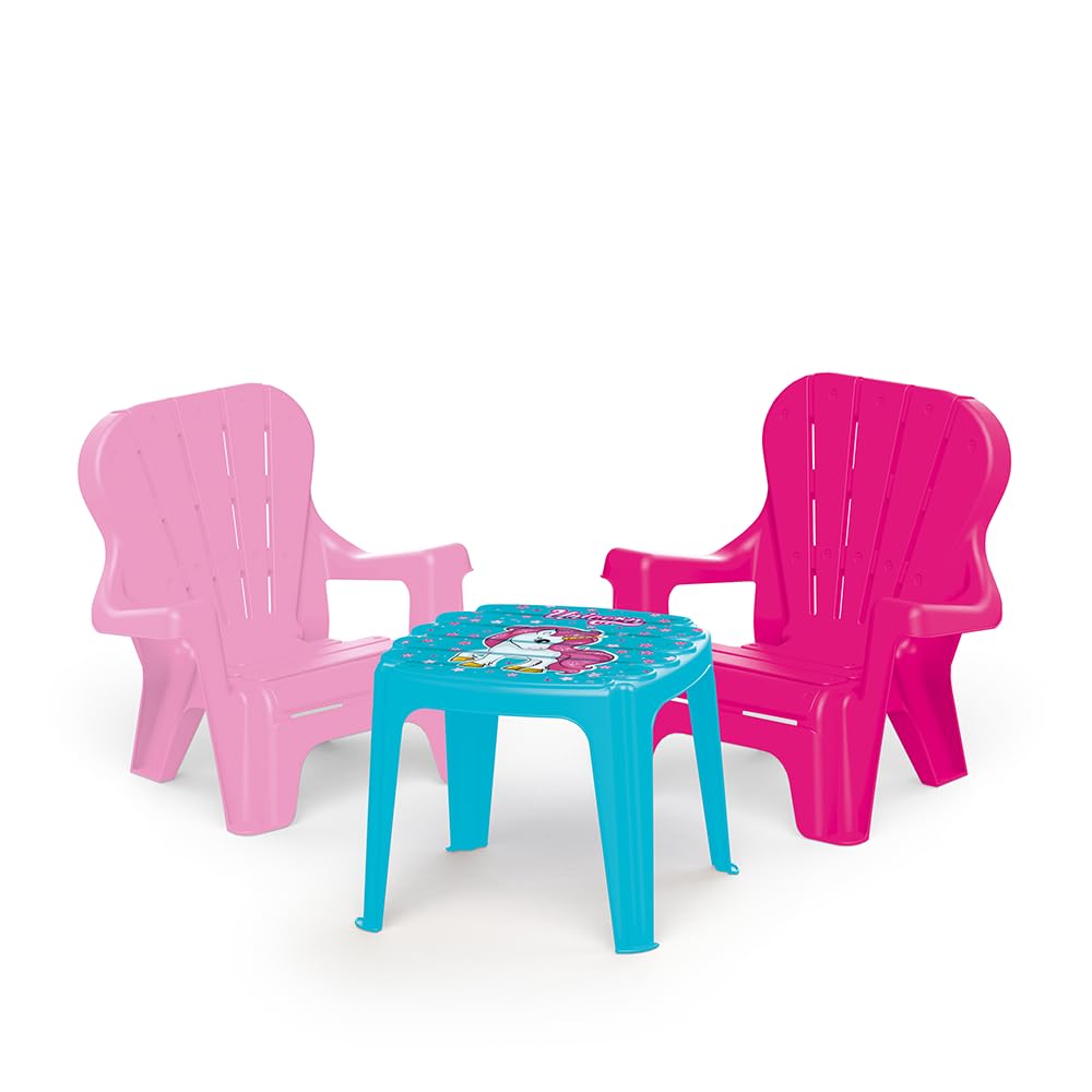 DOLU Unicorn Themed Kids Girls Table & Chair Set Pink