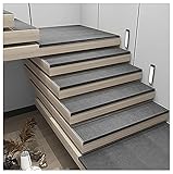 AQSND Treppenstufenteppich, rutschfest, für den Innenbereich, für Holztreppen, Treppenteppiche für Kinder und Hunde, Set mit 15 Stück, dunkelgrau (Größe: 30 x 120 cm, Farbe: H)